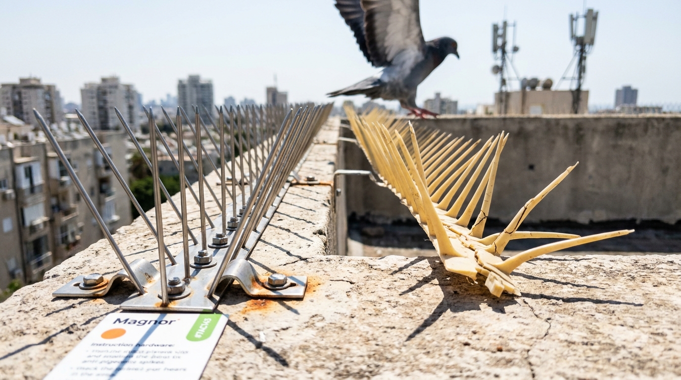 חסימת מסתור כביסה ברשת עמידה למניעת קינון יונים