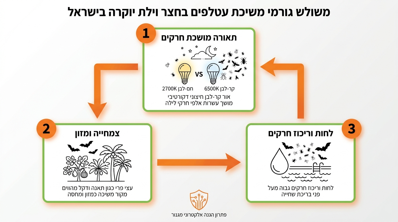 עטלפים בגג וילה - זיהוי מושבת לינה לעומת פעילות חוץ